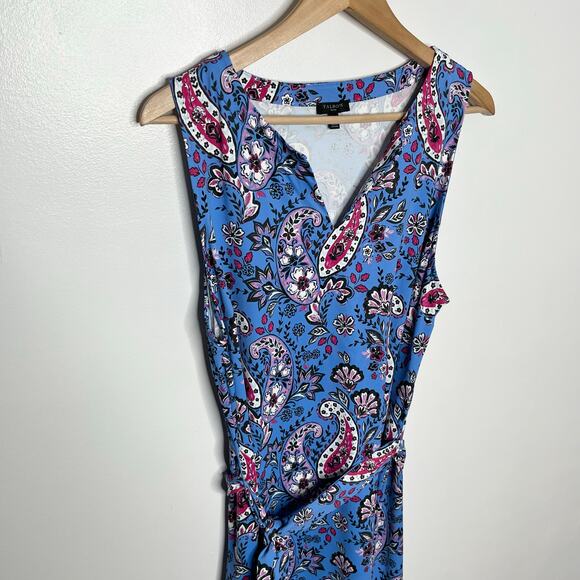 Talbots Womens Effortless Tie Waist Jersey Midi Dress XLP Blue Paisley Floral - Picture 4 of 9